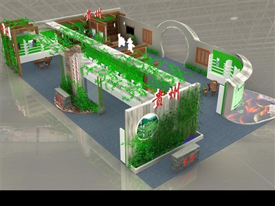 360平米展臺(tái)設(shè)計(jì)制作：三面開口/田園/木質(zhì)結(jié)構(gòu)/綠色，為茶博會(huì)展商而作（免費(fèi)使用）