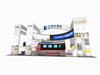 90平米展臺設(shè)計制作：三面開口/現(xiàn)代/木質(zhì)結(jié)構(gòu)/白色，為醫(yī)藥展展商而作（免費(fèi)使用）