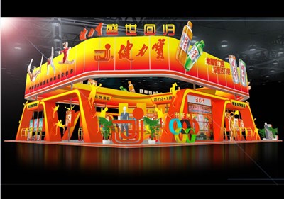 352平米展臺(tái)設(shè)計(jì)制作：四面開口/現(xiàn)代/木質(zhì)結(jié)構(gòu)/紅色，為茶博會(huì)展商而作（免費(fèi)使用）