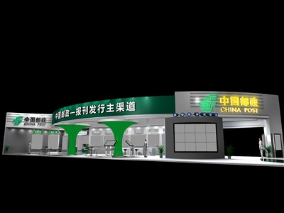 360平米展臺(tái)設(shè)計(jì)制作：三面開口/現(xiàn)代/木質(zhì)結(jié)構(gòu)/綠色，為交通物流展展商而作（免費(fèi)使用）