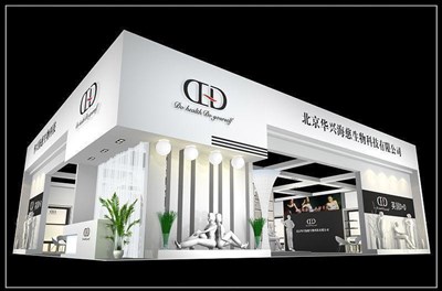 208平米展臺設(shè)計(jì)制作：二面開口/現(xiàn)代/木質(zhì)結(jié)構(gòu)/白色，為服裝展展商而作（免費(fèi)使用）