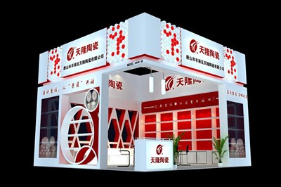 36平米展臺(tái)設(shè)計(jì)制作：二面開口/現(xiàn)代/木質(zhì)結(jié)構(gòu)/紅色，為工藝品展展商而作（免費(fèi)使用）