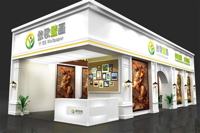 90平米展臺(tái)設(shè)計(jì)制作：二面開口/歐式/木質(zhì)結(jié)構(gòu)/白色，為工藝品展展商而作（免費(fèi)使用）