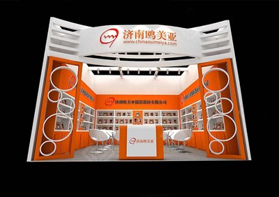 36平米展臺(tái)設(shè)計(jì)制作：一面開口/現(xiàn)代/木質(zhì)結(jié)構(gòu)/橙色，為工藝品展展商而作（免費(fèi)使用）