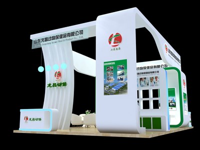 54平米展臺設(shè)計制作：四面開口/現(xiàn)代/木質(zhì)結(jié)構(gòu)/綠色，為寵物水族展展商而作（免費(fèi)使用）