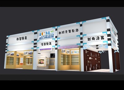 90平米展臺設(shè)計制作：三面開口/現(xiàn)代/木質(zhì)結(jié)構(gòu)/白色，為工藝品展展商而作（免費使用）