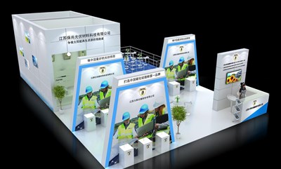 117平米展臺設計制作：三面開口/現(xiàn)代/木質結構/白色，為能源展展商而作（免費使用）
