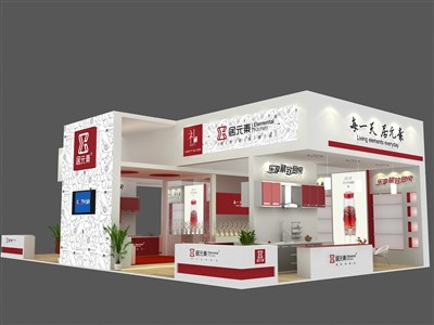 135平米展臺設(shè)計制作：三面開口/現(xiàn)代/木質(zhì)結(jié)構(gòu)/白色，為建材展展商而作（免費使用）