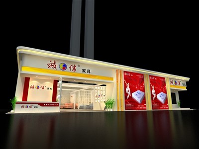 111.6平米展臺設(shè)計制作：二面開口/現(xiàn)代/木質(zhì)結(jié)構(gòu)/米色，為家具展展商而作（免費使用）