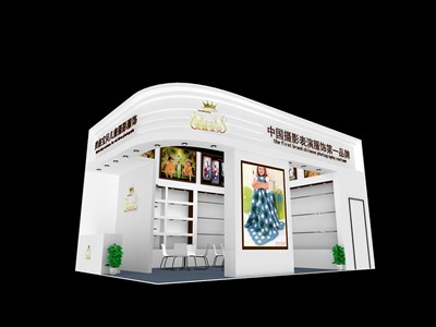 54平米展臺設(shè)計(jì)制作：二面開口/現(xiàn)代/木質(zhì)結(jié)構(gòu)/白色，為嬰幼展展商而作（免費(fèi)使用）