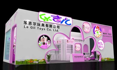 72平米展臺(tái)設(shè)計(jì)制作：二面開口/卡通/木質(zhì)結(jié)構(gòu)/粉色，為玩具展展商而作（免費(fèi)使用）