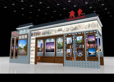 34.5平米展臺(tái)設(shè)計(jì)制作：三面開(kāi)口/中式/木質(zhì)結(jié)構(gòu)/灰色，為文博會(huì)展商而作（免費(fèi)使用）