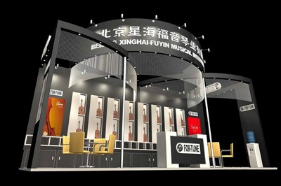 54平米展臺(tái)設(shè)計(jì)制作：三面開口/前衛(wèi)/木質(zhì)結(jié)構(gòu)/黑色，為樂器展展商而作（免費(fèi)使用）