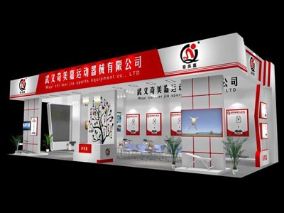 93平米展臺(tái)設(shè)計(jì)制作：三面開口/現(xiàn)代/木質(zhì)結(jié)構(gòu)/白色，為體博會(huì)展商而作（免費(fèi)使用）