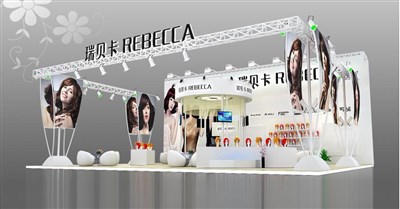 195平米展臺設(shè)計制作：三面開口/現(xiàn)代/桁架結(jié)構(gòu)/白色，為美博會展商而作（免費使用）