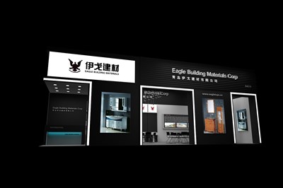 72平米展臺設(shè)計(jì)制作：二面開口/現(xiàn)代/木質(zhì)結(jié)構(gòu)/黑色，為衛(wèi)浴展展商而作（免費(fèi)使用）