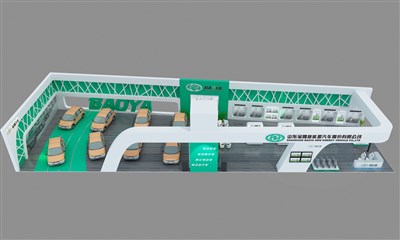 360平米展臺設(shè)計制作：一面開口/現(xiàn)代/木質(zhì)結(jié)構(gòu)/綠色，為單/摩托車展商而作（免費使用）