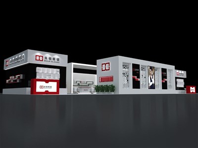 144平米展臺設(shè)計制作：二面開口/前衛(wèi)/木質(zhì)結(jié)構(gòu)/灰色，為眼鏡展展商而作（免費使用）