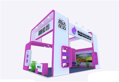 54平米展臺(tái)設(shè)計(jì)制作：三面開口/現(xiàn)代/木質(zhì)結(jié)構(gòu)/紅色，為服裝展展商而作（免費(fèi)使用）