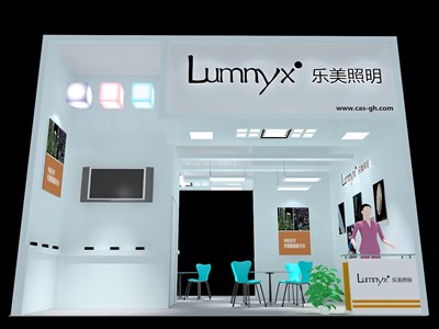 36平米展臺設計制作：二面開口/現(xiàn)代/木質結構/白色，為照明展展商而作（免費使用）