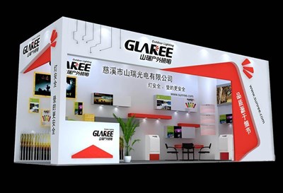 24平米展臺設(shè)計制作：一面開口/前衛(wèi)/木質(zhì)結(jié)構(gòu)/白色，為照明展展商而作（免費使用）