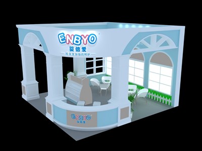 36平米展臺設(shè)計制作：三面開口/現(xiàn)代/木質(zhì)結(jié)構(gòu)/白色，為嬰幼展展商而作（免費使用）