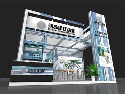 36平米展臺(tái)設(shè)計(jì)制作：二面開口/現(xiàn)代/木質(zhì)結(jié)構(gòu)/白色，為食品展展商而作（免費(fèi)使用）