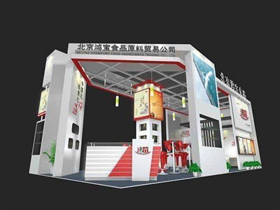 72平米展臺設(shè)計制作：三面開口/現(xiàn)代/木質(zhì)結(jié)構(gòu)/白色，為食品展展商而作（免費(fèi)使用）