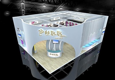 130平米展臺(tái)設(shè)計(jì)制作：二面開口/現(xiàn)代/木質(zhì)結(jié)構(gòu)/白色，為服裝展展商而作（免費(fèi)使用）