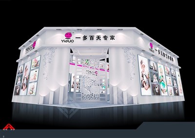 70平米展臺設(shè)計制作：二面開口/現(xiàn)代/木質(zhì)結(jié)構(gòu)/白色，為嬰幼展展商而作（免費使用）