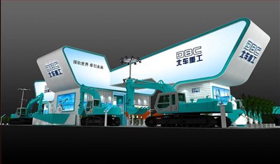 384平米展臺設計制作：四面開口/現(xiàn)代/木質(zhì)結(jié)構(gòu)/綠色，為汽車展展商而作（免費使用）
