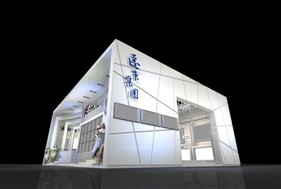 180平米展臺設(shè)計(jì)制作：二面開口/現(xiàn)代/木質(zhì)結(jié)構(gòu)/白色，為服裝展展商而作（免費(fèi)使用）