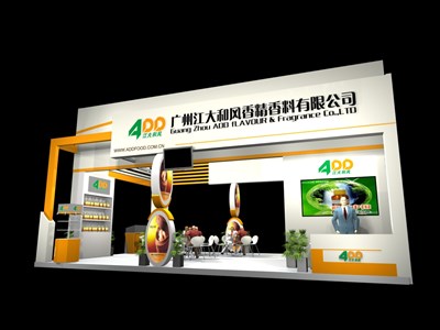 72平米展臺(tái)設(shè)計(jì)制作：三面開口/現(xiàn)代/木質(zhì)結(jié)構(gòu)/米色，為食品展展商而作（免費(fèi)使用）