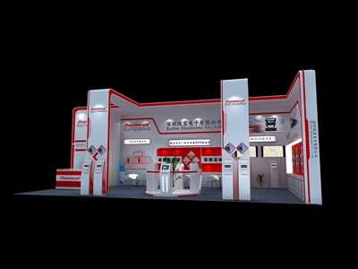 72平米展臺設(shè)計制作：二面開口/前衛(wèi)/木質(zhì)結(jié)構(gòu)/紅色，為汽配展展商而作（免費使用）