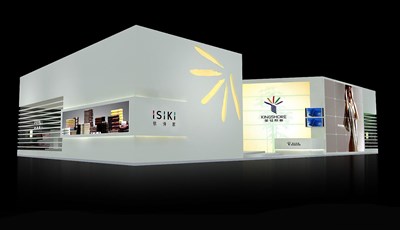 299平米展臺設(shè)計制作：一面開口/現(xiàn)代/木質(zhì)結(jié)構(gòu)/白色，為紡織展展商而作（免費(fèi)使用）