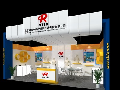 18平米展臺(tái)設(shè)計(jì)制作：一面開口/現(xiàn)代/木質(zhì)結(jié)構(gòu)/彩色，為紡織展展商而作（免費(fèi)使用）