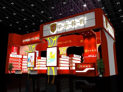 72平米展臺(tái)設(shè)計(jì)制作：二面開口/現(xiàn)代/木質(zhì)結(jié)構(gòu)/紅色，為文具圖書展展商而作（免費(fèi)使用）