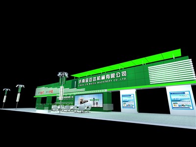 280平米展臺設計制作：三面開口/前衛(wèi)/木質(zhì)結(jié)構(gòu)/綠色，為汽配展展商而作（免費使用）