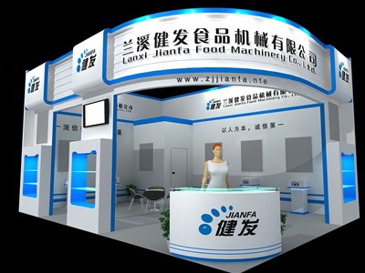 48平米展臺設計制作：二面開口/前衛(wèi)/木質結構/白色，為汽配展展商而作（免費使用）