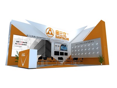 54平米展臺設計制作：二面開口/前衛(wèi)/木質(zhì)結(jié)構/橙色，為安防展展商而作（免費使用）