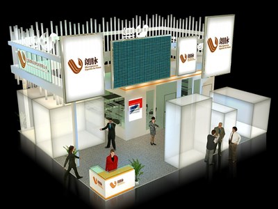 99平米展臺設(shè)計制作：三面開口/前衛(wèi)/木質(zhì)結(jié)構(gòu)/白色，為汽配展展商而作（免費(fèi)使用）