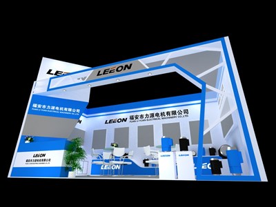 18平米展臺設(shè)計制作：一面開口/前衛(wèi)/木質(zhì)結(jié)構(gòu)/藍色，為汽配展展商而作（免費使用）