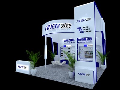36平米展臺(tái)設(shè)計(jì)制作：三面開口/現(xiàn)代/木質(zhì)結(jié)構(gòu)/白色，為安防展展商而作（免費(fèi)使用）