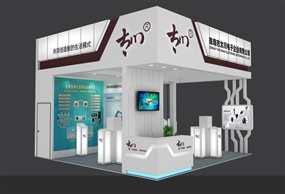 36平米展臺(tái)設(shè)計(jì)制作：三面開口/現(xiàn)代/木質(zhì)結(jié)構(gòu)/白色，為安防展展商而作（免費(fèi)使用）