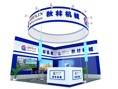 36平米展臺設計制作：二面開口/現(xiàn)代/木質結構/藍色，為汽配展展商而作（免費使用）