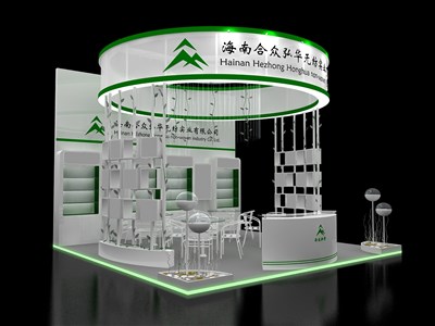 36平米展臺設計制作：三面開口/現(xiàn)代/木質結構/白色，為美博會展商而作（免費使用）
