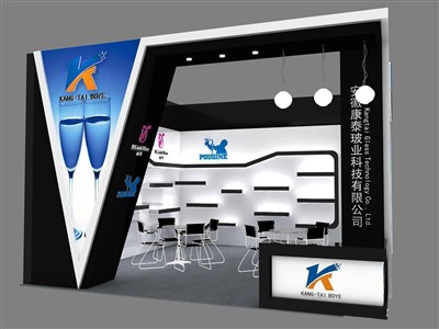 36平米展臺(tái)設(shè)計(jì)制作：一面開(kāi)口/現(xiàn)代/木質(zhì)結(jié)構(gòu)/黑色，為日用品展展商而作（免費(fèi)使用）