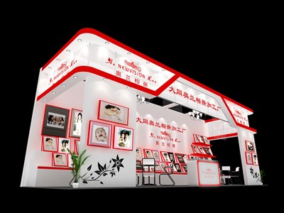 30平米展臺設(shè)計制作：三面開口/現(xiàn)代/木質(zhì)結(jié)構(gòu)/白色，為美博會展商而作（免費使用）