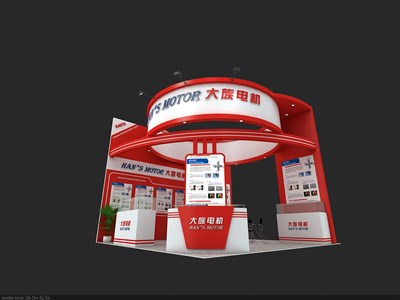 36平米展臺(tái)設(shè)計(jì)制作：三面開口/現(xiàn)代/木質(zhì)結(jié)構(gòu)/紅色，為機(jī)械展展商而作（免費(fèi)使用）