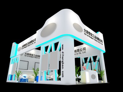 60平米展臺設計制作：三面開口/現(xiàn)代/木質(zhì)結構/白色，為機械展展商而作（免費使用）